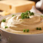 Fresh ingredients for Alfredo sauce: Parmesan cheese, unsalted butter, garlic, and heavy cream for making Alfredo sauce taste better.