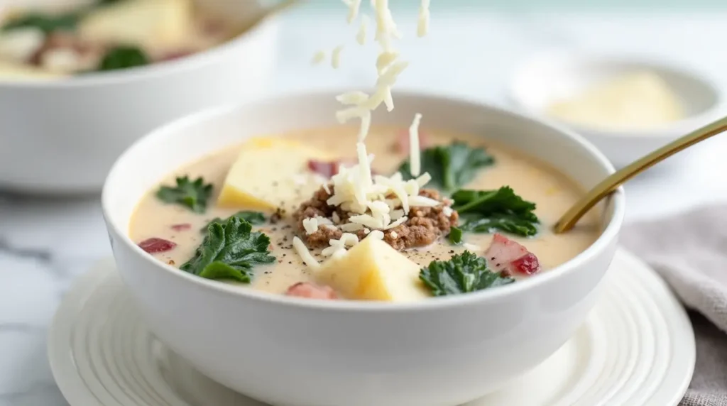 Chicken Sausage Cooking In A Skillet For Zuppa Toscana