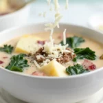 Chicken Sausage Cooking In A Skillet For Zuppa Toscana