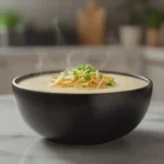 Creamy Homemade Potato Soup Garnished With Green Onions And Cheese