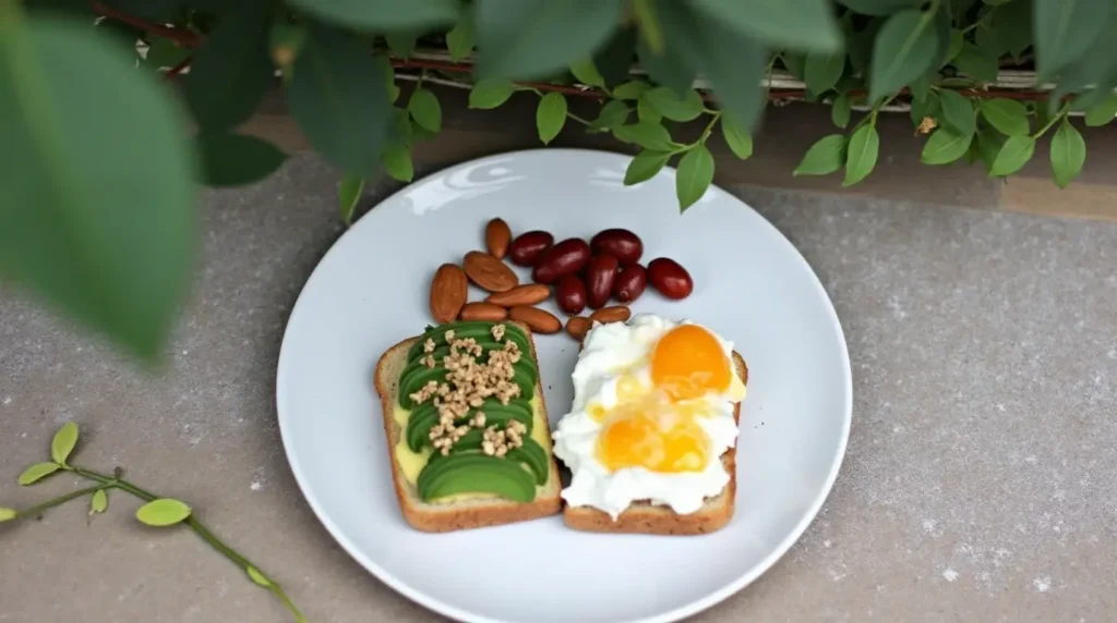 Scrambled eggs with avocado toast - best protein foods to eat in the morning